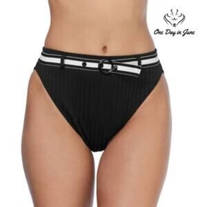 Ambrielle Ribbed High Waist Bikini Bottom Size L